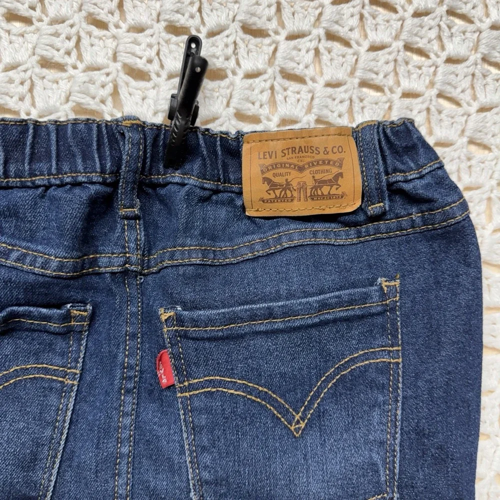 Levi's Denim Skirt Girls Size 10 Reg Blue Jeans High Rise Pull-On Pockets